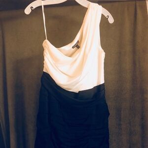 Express Vintage 90s one shoulder black and white dress, new stock with tags